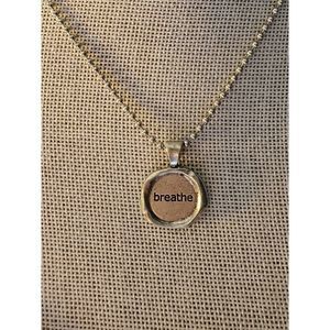 Wax Seal Pewter Necklace. BREATHE  18" long